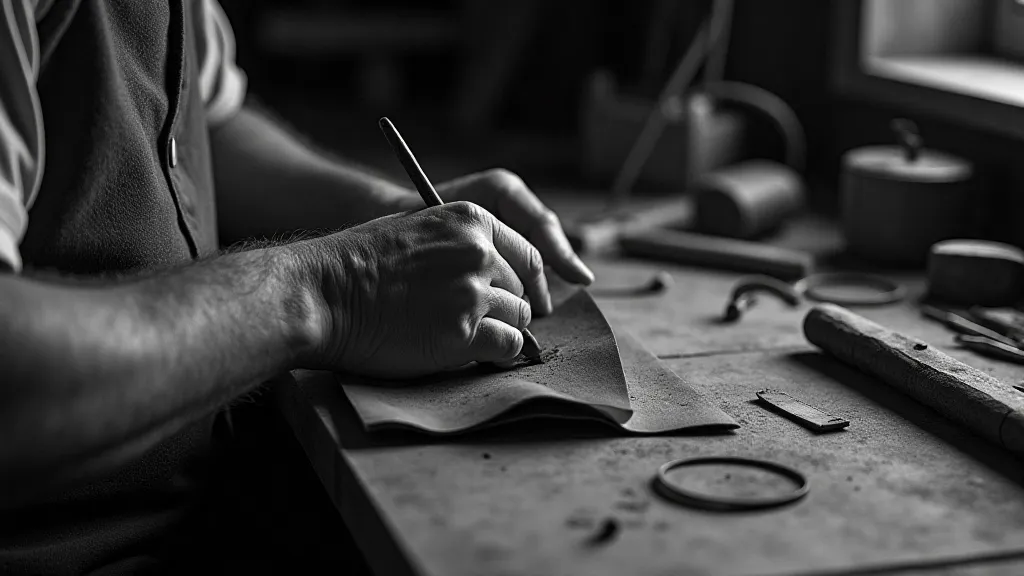 Accordion maker's hands crafting bellows