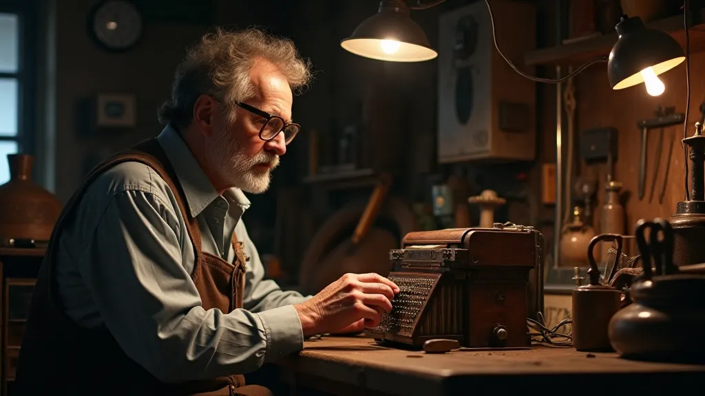 Accordion repair shop interior