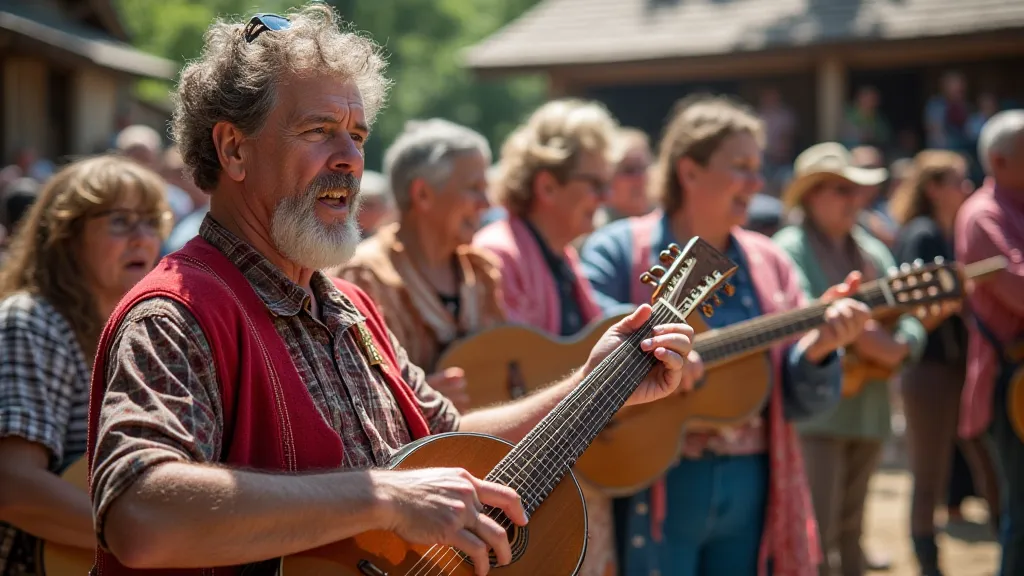 Folk festival with musicians