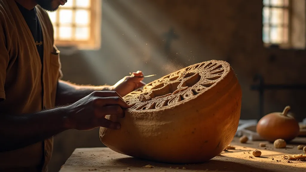Instrument maker crafting a kora