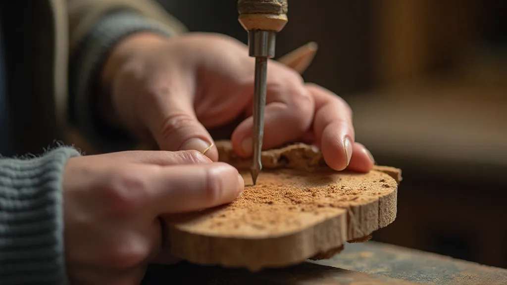 Luthier's hands carving wood